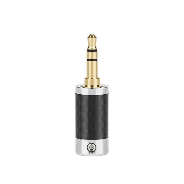 3.5mm 3 Pole Stereo Earphone Adapter 3.5 Metal Splice Carbon Fiber Earphone Plug HiFi Headphone Jack Solder Audio Connector
