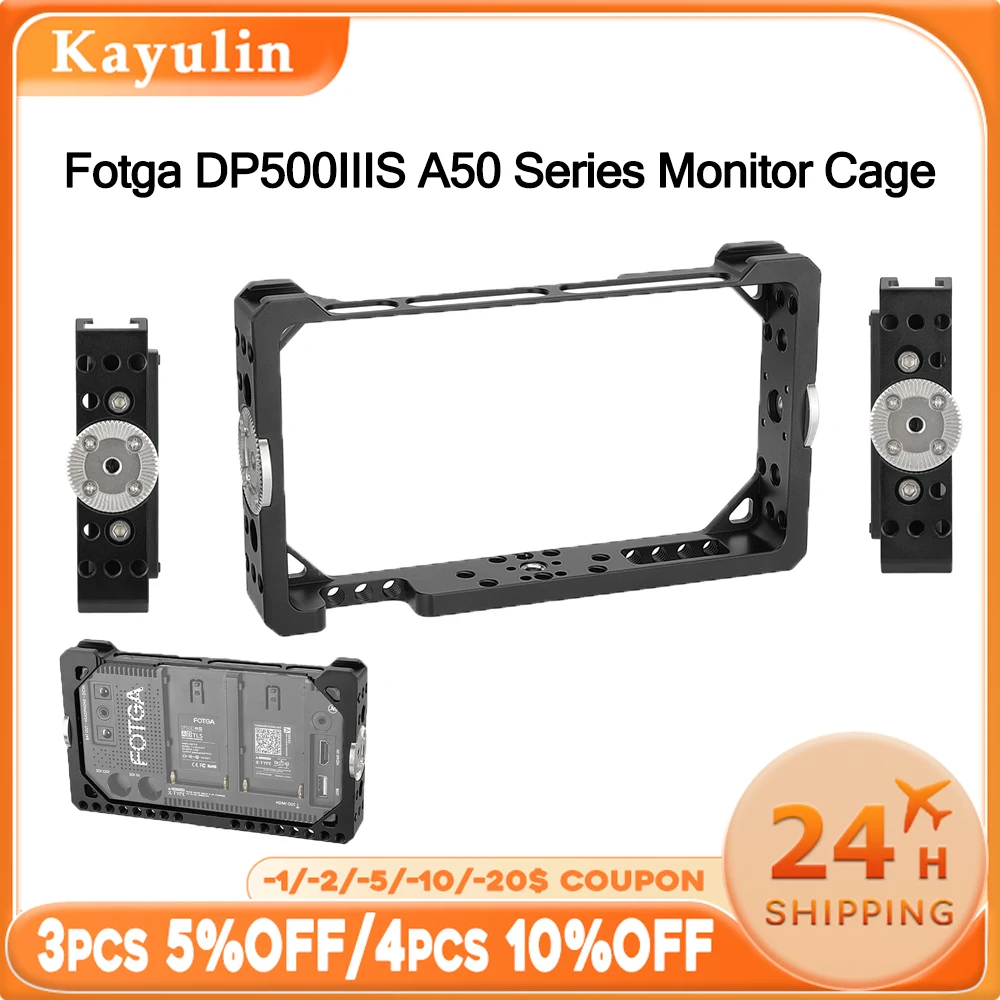 

KAYULIN for Fotga DP500Ⅲ A50 Monitor Cage, 5" On-Camera Full Cage with Dual ARRI Rosette Mounts & Cold Shoe Mount