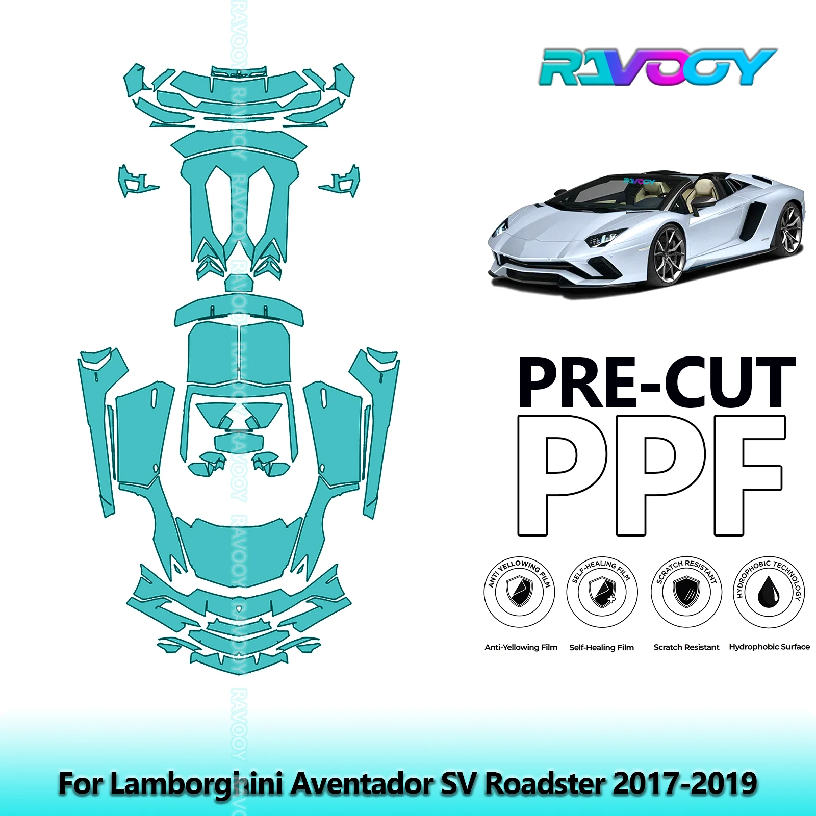 

8.5Mil Full Vehicle Precut PPF Paint Protection Film For Lamborghini Aventador SV Roadster 2017-2019