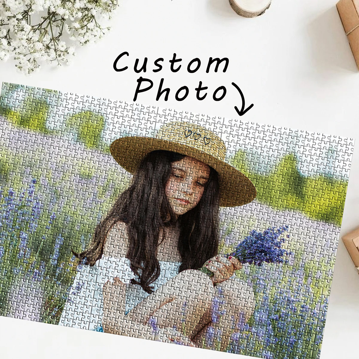 1 Packung personalisiertes Holzpuzzle mit Erstes-Schulfoto, Geschenk für Familie, Geburtstag, Hochzeit, Jahrestag, Abschlussfeier, 35/150/300/500/1000 Teile