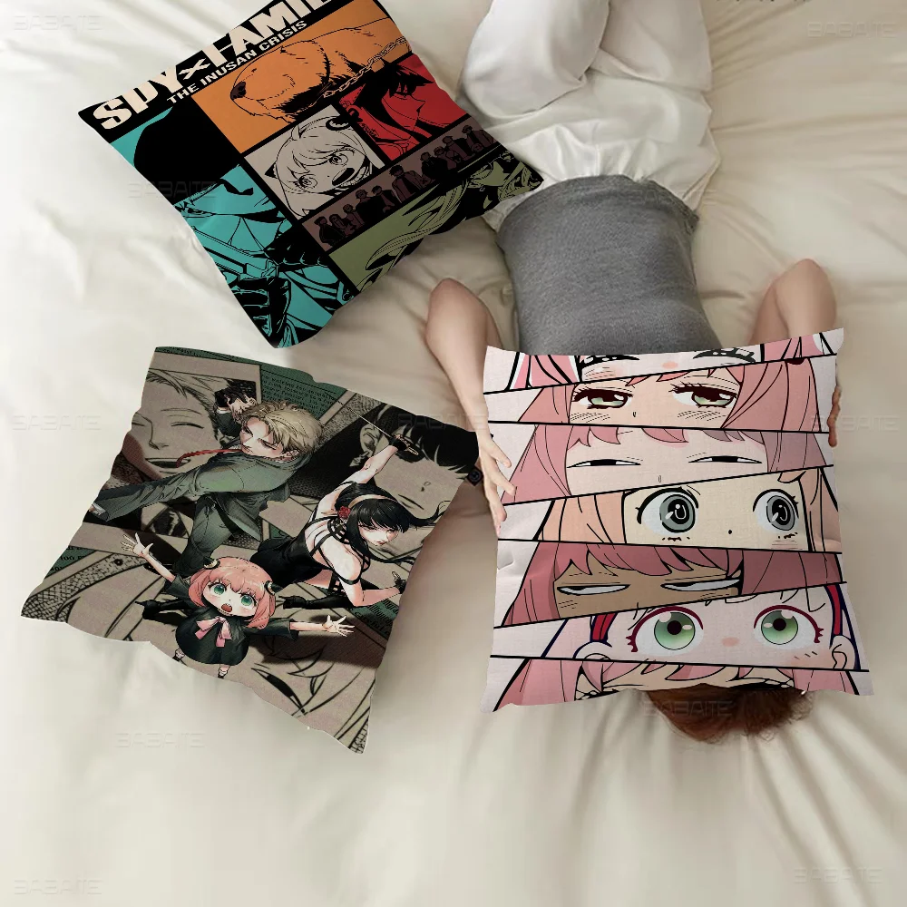 Japanese Anime Spy X Family Cushion Cover Car Throw Pillow Case For Sofa Car Christmas Gift 40x40cm 45x45cm