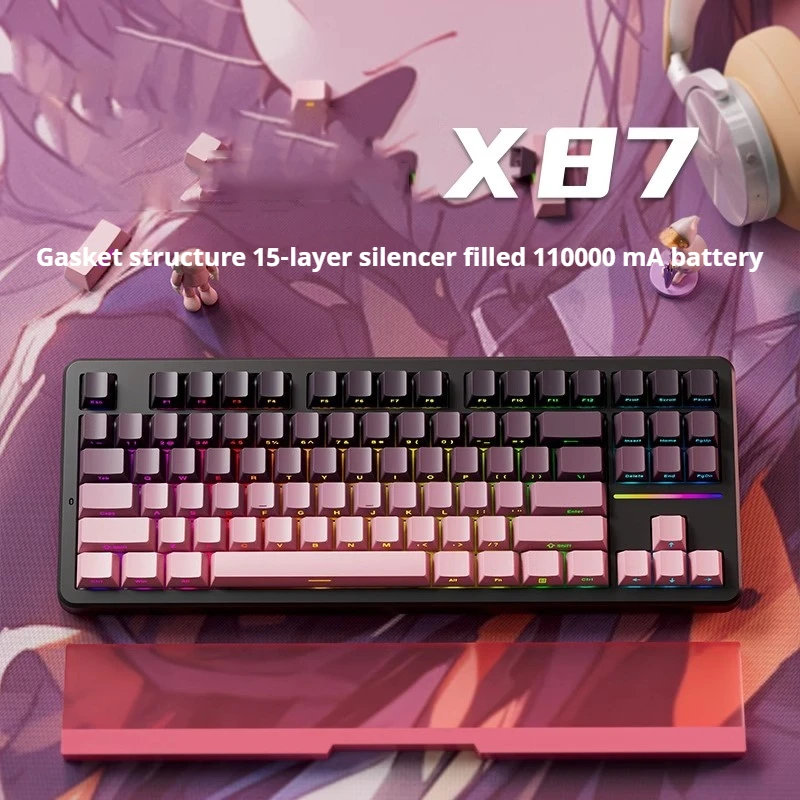 Esports Keyboard Side Engraved Blackberry 2025 New Wireless Three Connection Modes Customized Office Game Mechanical Keyboard