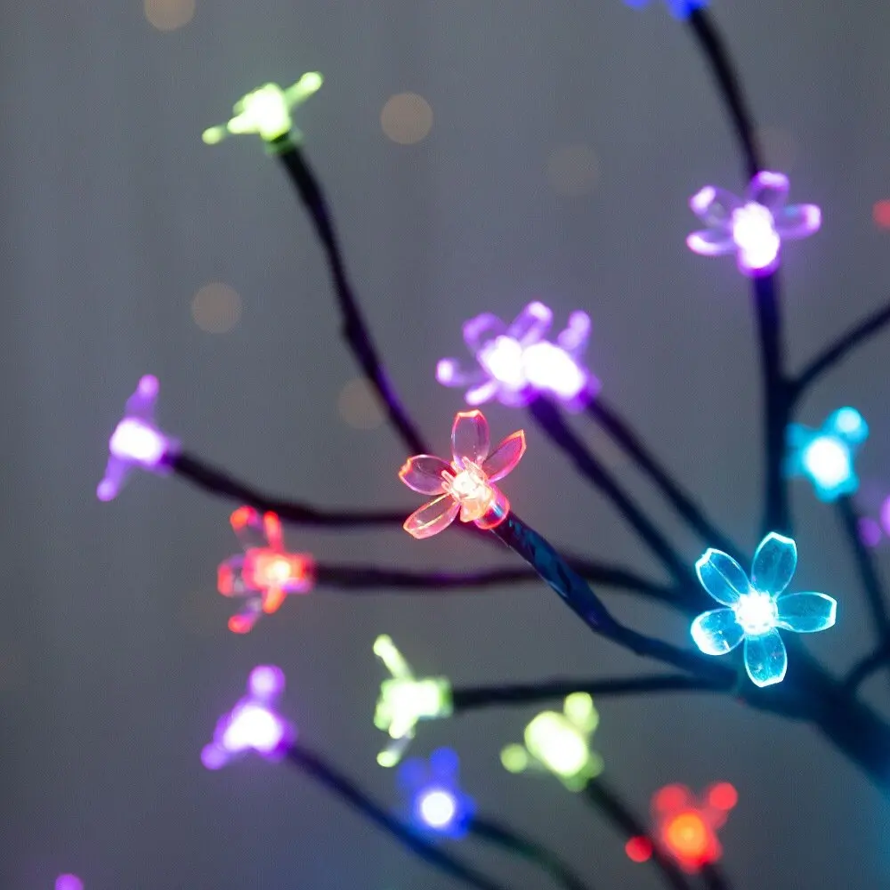 Luzes de ramo de cerejeira com 20 LEDs, 1/2 peças, para decoração de casa, interior e exterior, lâmpada romântica alimentada por bateria, luzes de mes