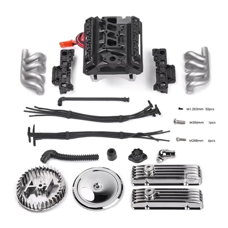 A19Q-Old Fashioned V8 Engine Heat Sink Universal For 1/10 For Traxxas TRX4 TRX6 AXIAL SCX10 90046 RC Crawler Car