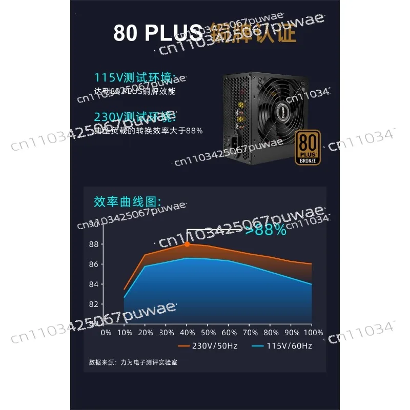 Rated 550W/500W desktop computer power supply, host power supply 80Plus bronze medal