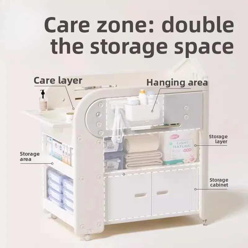 Diaper Table Baby Care, Newborn Crib Multi-function, Mobile Diaper Changing Toddler Bath Table