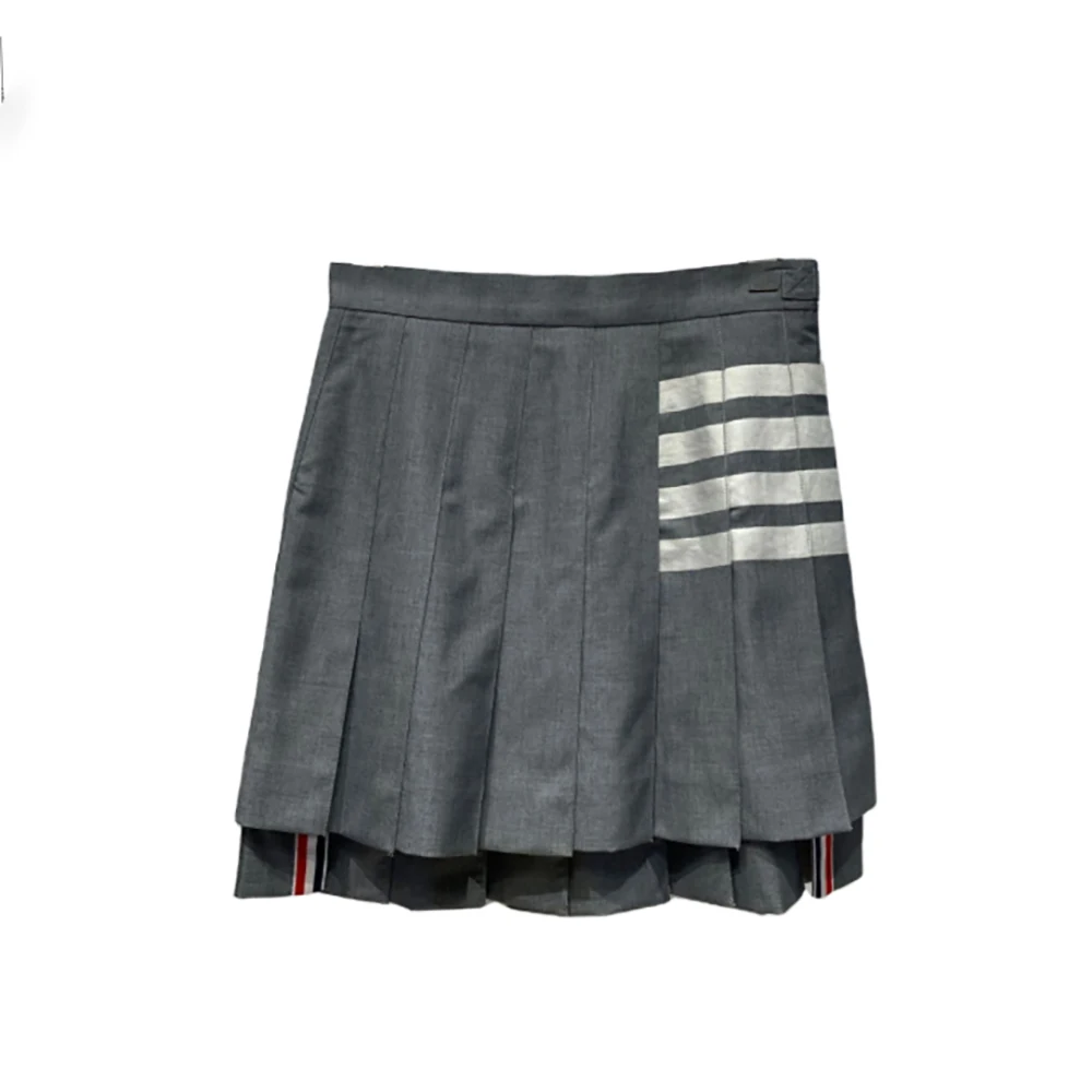 2022 Summer New Korean Fashion Classic Women Wool Short Skirt Tb Style Mini Pleated Jupe Yarn-dyed High Waist Midi Faldas Mujer