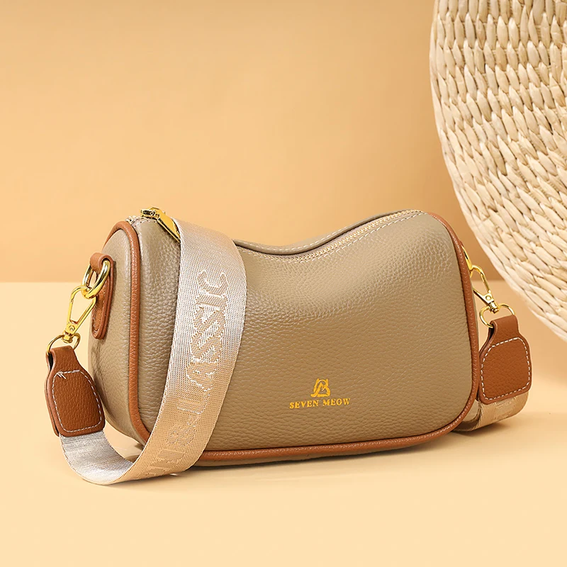 2023 Solid Color Fashion Shoulder Handbags Female Travel Cross Body Bag Weave Small cowhide Leather Crossbody Bags for Women