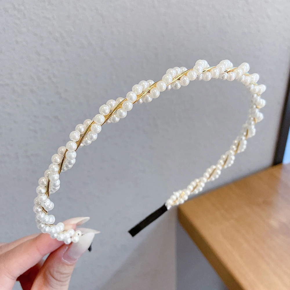 

Girls Sweet Headwear Bow Korean style Beaded Hair Accessories Hair Hoop Pearl Headband Hair Band