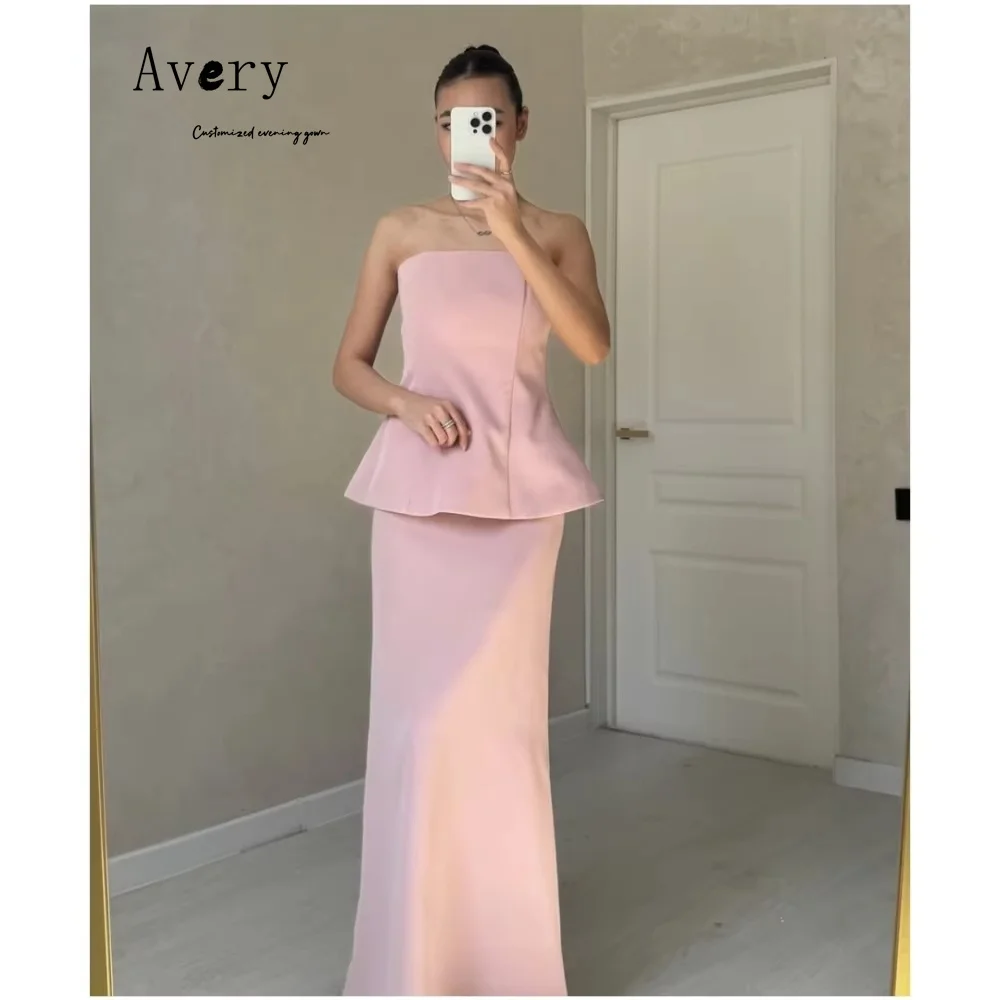 Avery personalizado Rosa cola de pez fuera del hombro sin mangas vestidos de fiesta elegantes de lujo para boda mujer vestidos de graduación 2025 noche