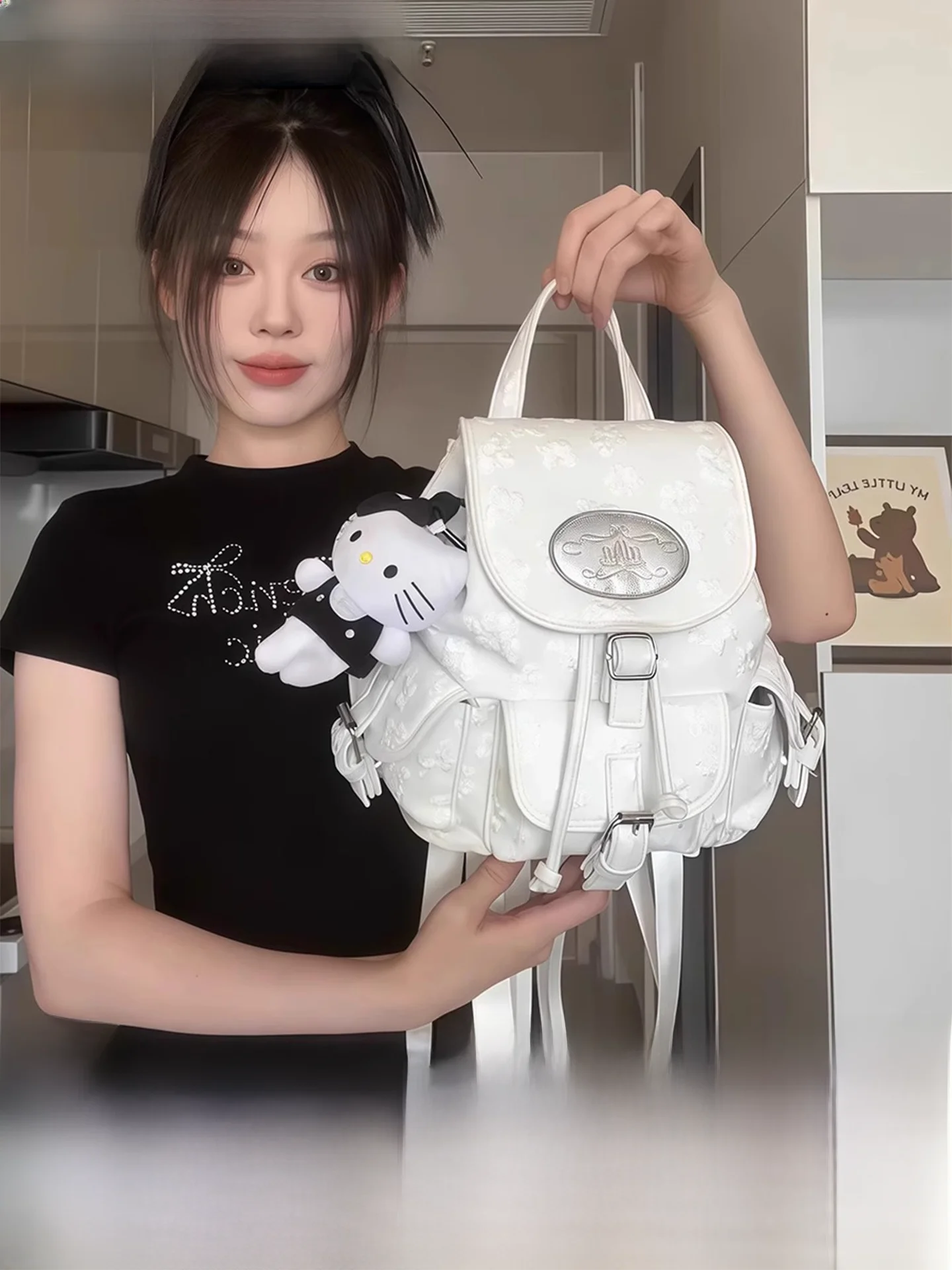 

LXBloom White Large Capaci Корейская сумка на двойное плечо Лето 2025 Модная сумка из мягкой искусственной кожи для мужчин и женщин