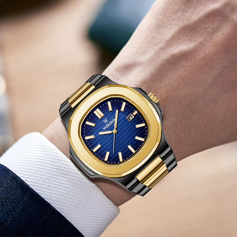 Fashion Business Man Watch Waterproof Luminous Date Stainless Steel Men Quartz Watch Luxury Square Men's Watches Reloj hombre