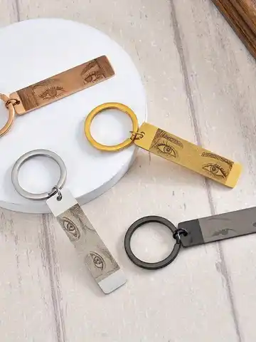 Personalized Custom Eye Photo Keychain Stainless Steel Laser Engraved Key Chain For Adults