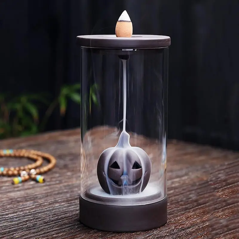 Halloween Backflow Incense Burner Stylish Non-Slip Misty Fountain Festive Pumpkin Decor Aromatherapy Home Decoration For Desk
