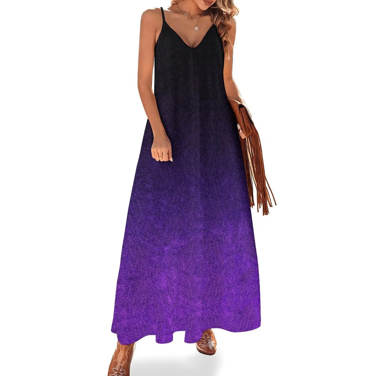 

Purple & Black Glitter Gradient Sleeveless Dress summer dress womens 2024