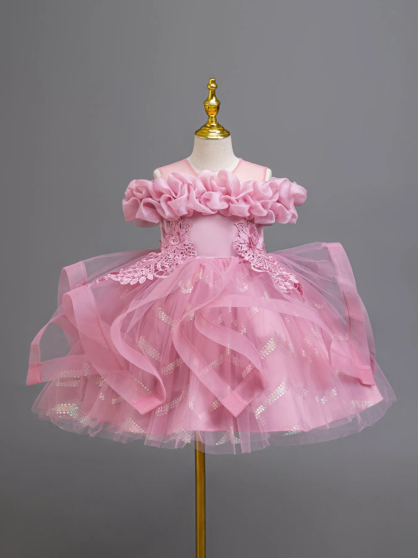 Gorgeous and elegant girls carnival dress for girls dance evening dress one shoulder little boy birthday dress suitable for girl
