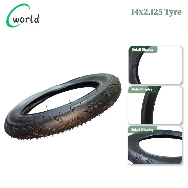 14-Inch Tubeless Tire (14x2.125) with High Rubber Content - Perfect for E-Bikes, Scooters & Wheel Accessories