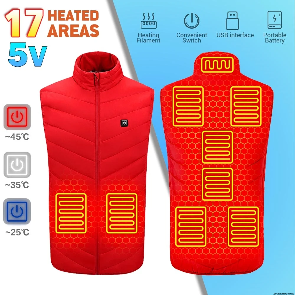 

Intelligent Heating Vest Men's Women 21 Zone Heating Vest Smart Heating Thermal Vest Constant Temperature Full-Body Heated Vest