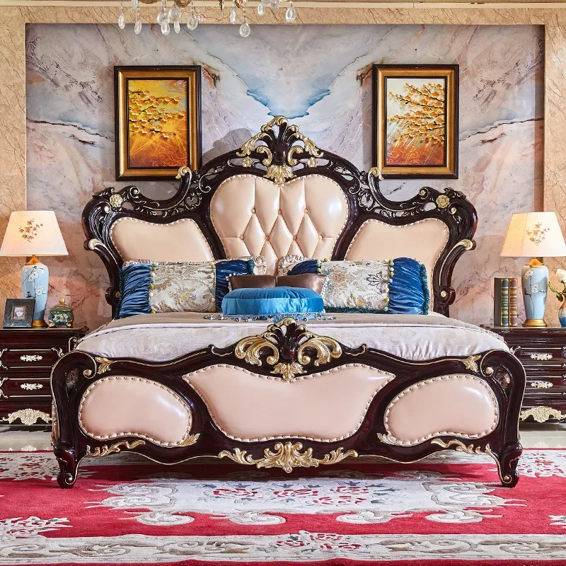 European double bed, American first-layer cowhide bed