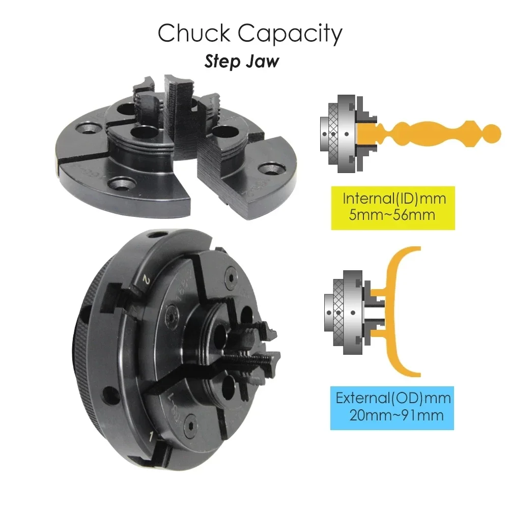 Imagem -02 - Auto Centering Madeira Torno Chuck Passo Jaw Máquinas-ferramentas para Trabalhar Madeira Acessórios 100 mm M33 M18 1