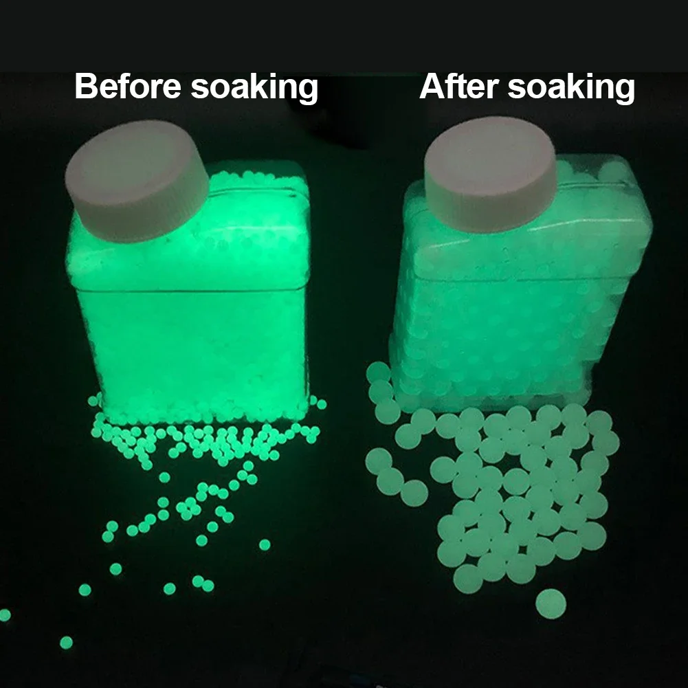 Perline d'acqua luminose proiettili Blaster Glow in The Dark pistola a sfera in Gel munizioni Growing Splatrball sfera di cristallo verde per la decorazione del vaso fai da te