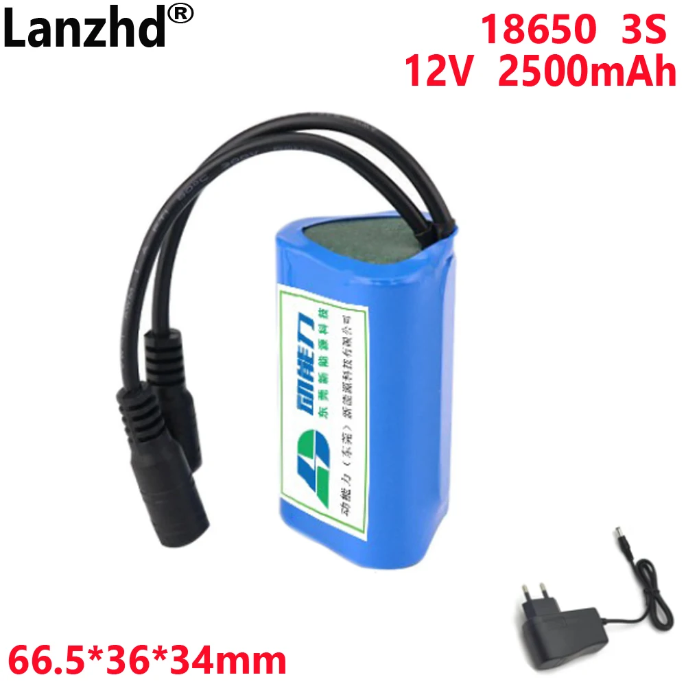 Triangle type DC 12V li battery pack 3S1P 2500mAh For head temperature gun law enforcement instrument fishing machine energy