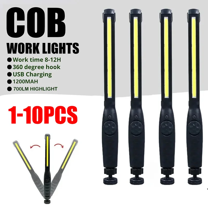 

USB Rechargeable LED Flashlight New COB Magnetic Work Lamp Portable Lanterna Built In Battery Camping Torch Emergency Light