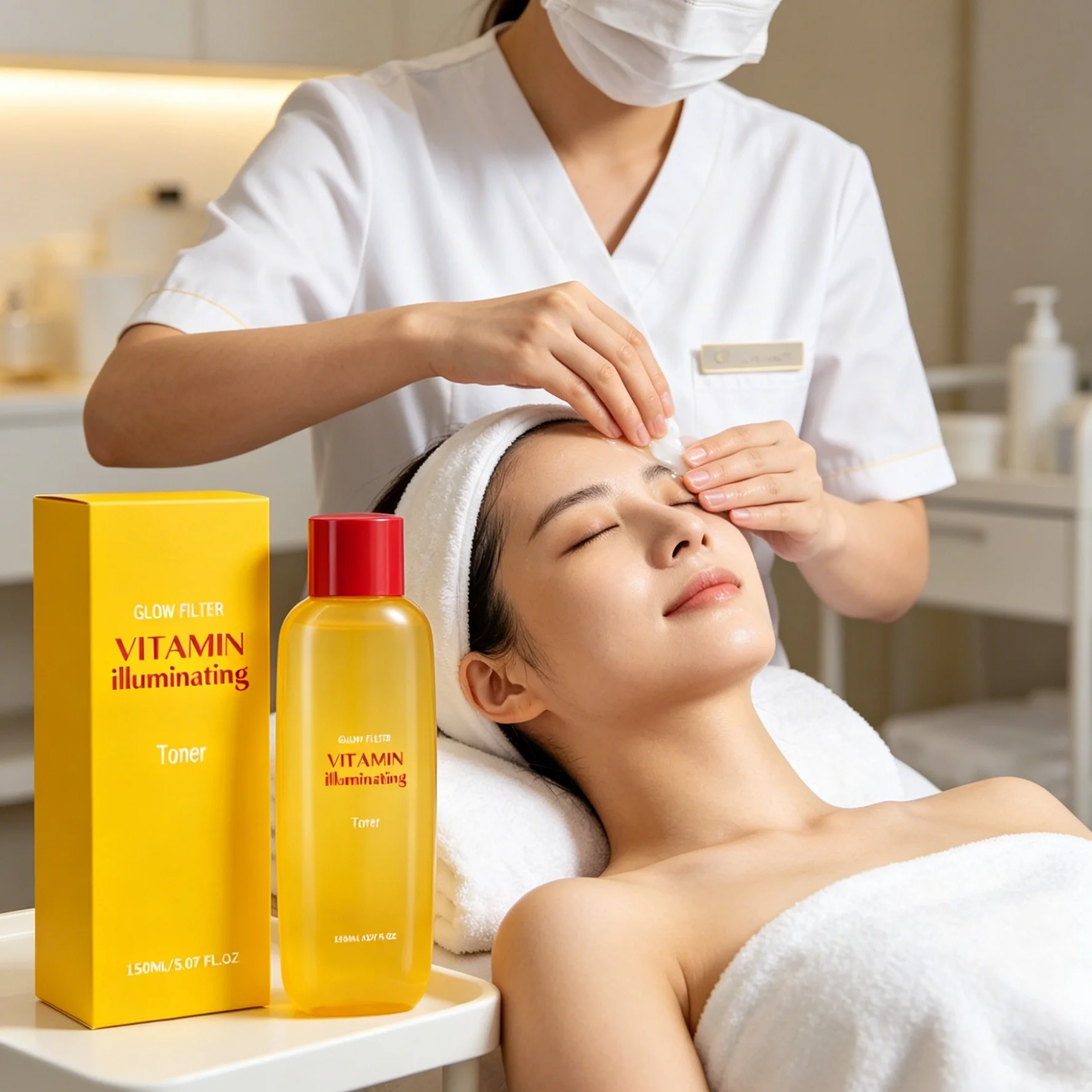 Tônico de Vitamina C para Pele Iluminada, Hidratação Profunda, Esfoliação, Cuidado Diário, Sérum Redutor de Poros com Niacinamida