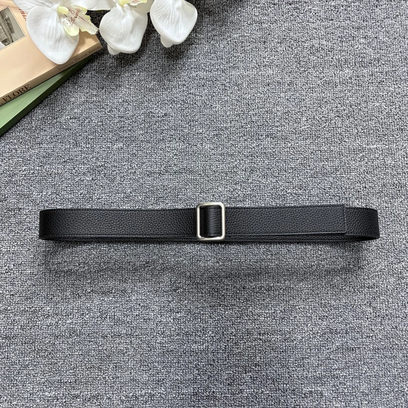 Minimalist distressed buckle layer cowhide and lychee pattern women's genuine leather belt versatile pure cowhide belt women's d