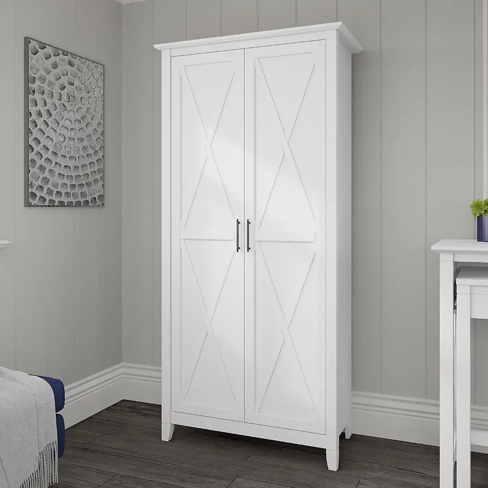 

Tall Storage Cabinet with Doors in Pure White Oak，Kitchen cabinets, living room cabinets, multi-purpose lockers