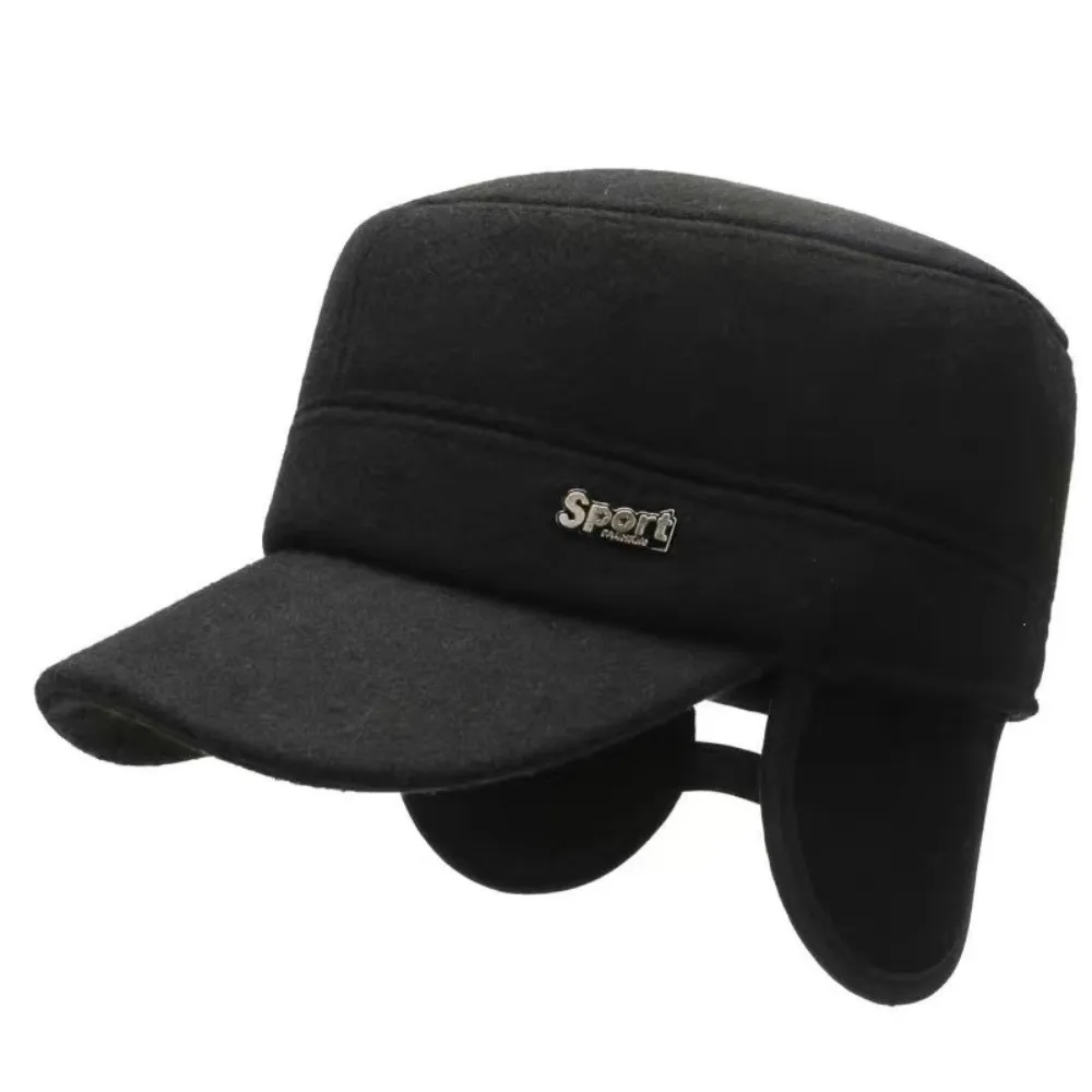 Fleece Lined Men Flat Cap Thickened Cold Proof Gatsby Cap Cotton Fabric Ear Protection Dad Grandpa Hat Middle Aged Elder