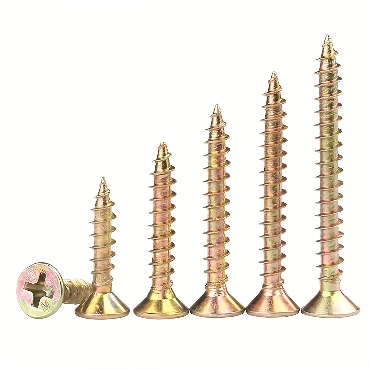 مجموعة براغي خشب الزنك الملونة M3.5 M4، براغي ذات رأس مسطح برأس فيليبس، براغي معدنية غاطسة ومسامير جدارية جافة #4