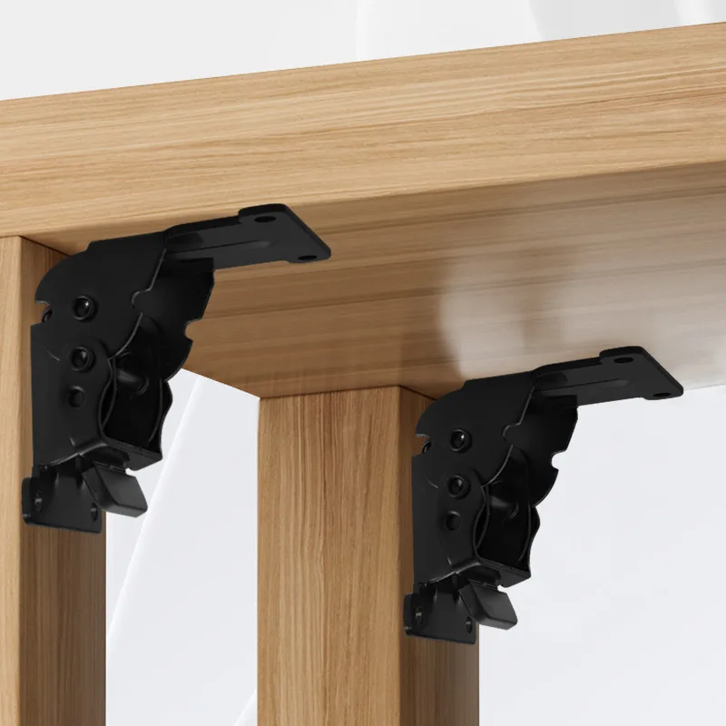 2 Pack Heavy-Duty Folding Hinge Brackets, 0-180° Adjustable Locking Table/Chair/Leg Supports With 90° Self-Locking Mechanism & S
