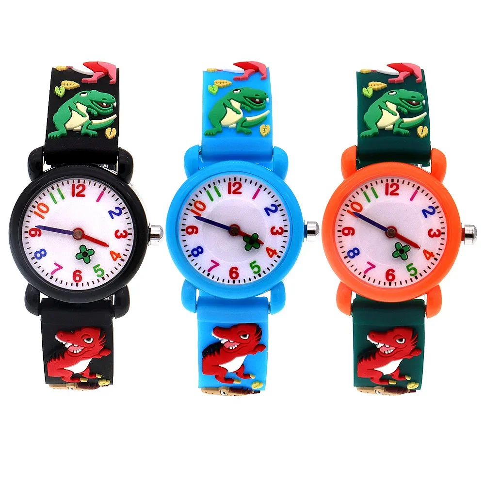 3Pcs Children's Quartz Watch Set Waterproof Kids Wristwatch for Boys and Girls Students Fashionable Watch