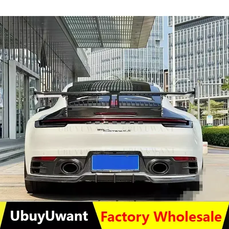 911 T Style Big Tail Real Carbon Fiber FRP Back Trunk Wing Rear Spoiler For Porsche 911 992 Carrera Car 2019-2020 Modification