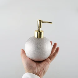 Ceramic Lotion Bottle Gold Press Bathroom Shampoo Bottle Home Hand Soap Shower Gel Soap Dispenser Portable Liquid Storage Bottle