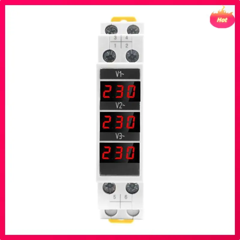 사용하기 쉬운 DIN 레일 전압 측정기 AC80-500V용 모듈형 LED 디지털 3상 전압계