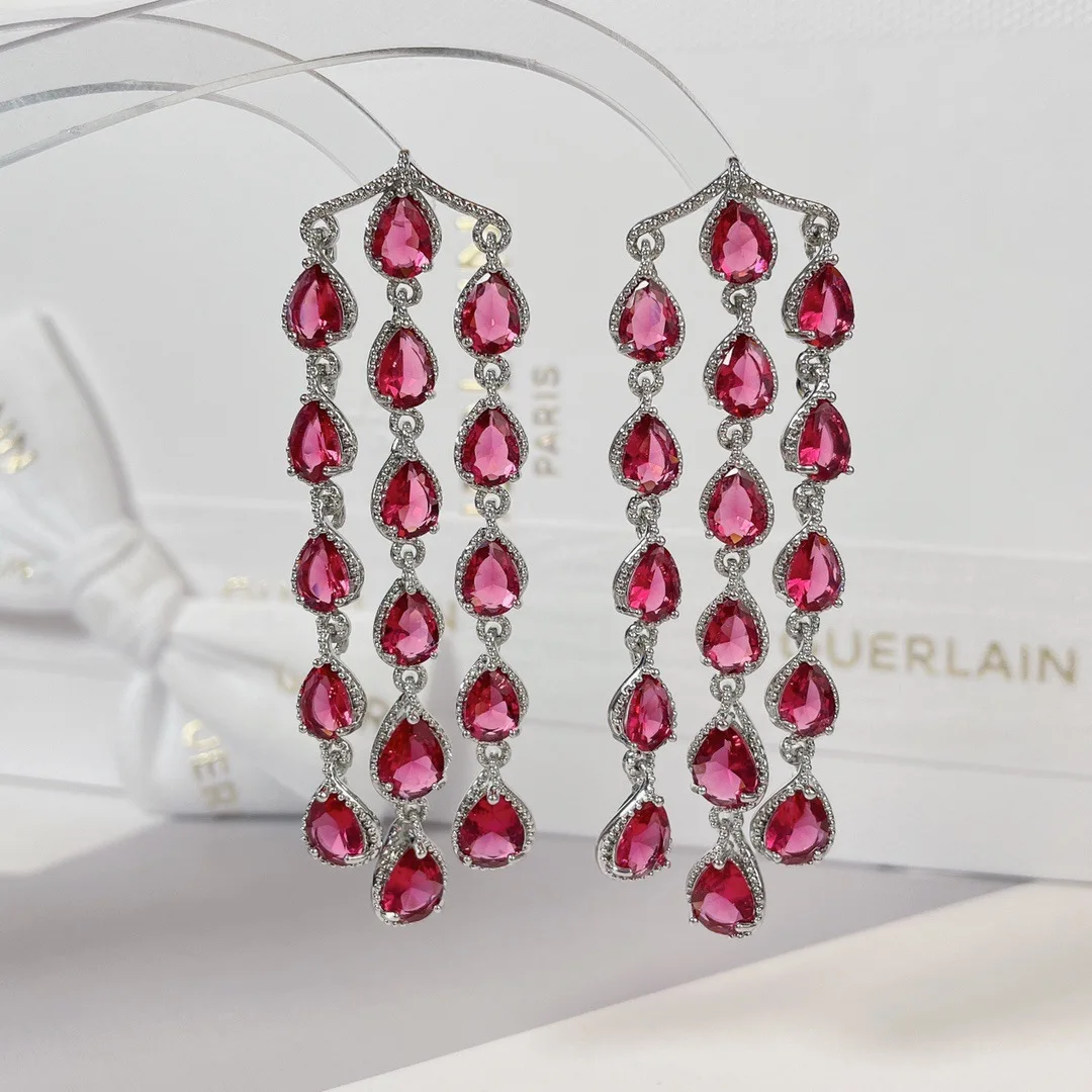 

Bilincolor Fashion Gradient Color Zircon Light Luxury Water Droplet Earrings