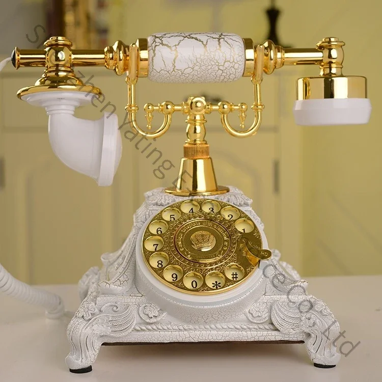 Vintage home telephone with rotary dial design,retro landline phone,European speaker and redial functionwith mechanical ringtone