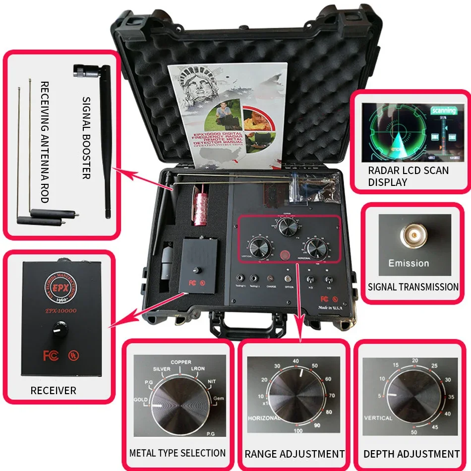 Gold, Silver, Copper And Gemstone Archaeological Detector EPX10000 Remote Metal Detector