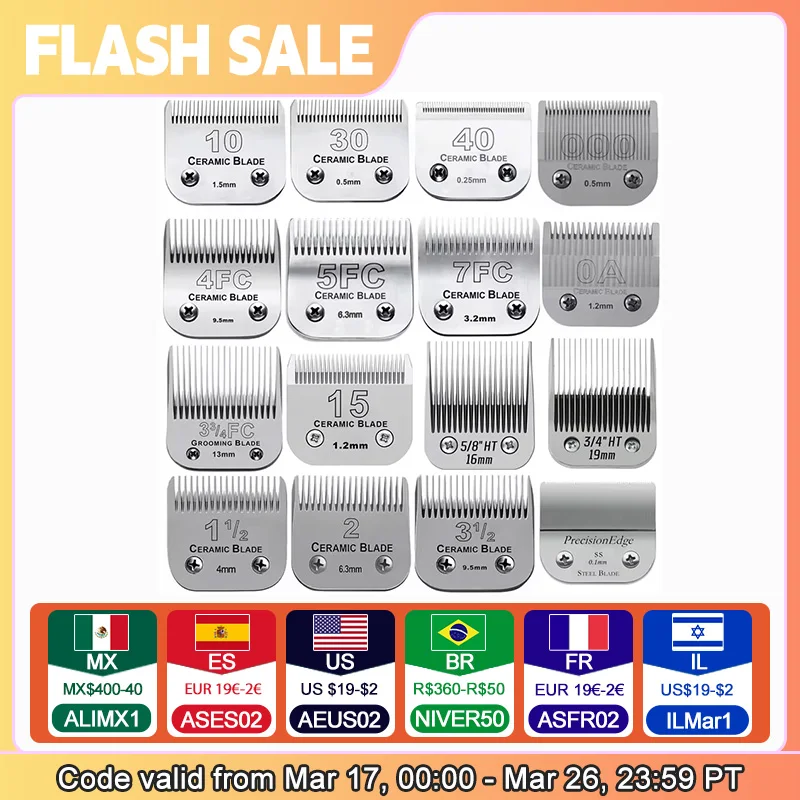 Съемная машинка для стрижки собак и кошек, керамическое лезвие, совместимое с большинством машинок для стрижки Animals Andis, Oster A5, Wahl KM10 Series