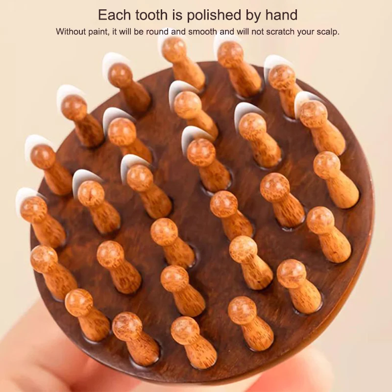 Multi-Functional Wood Therapy Massage Comb Scalp Head Massager Natural Sandalwood Circular Tooth Guasha Scraping Body Massager