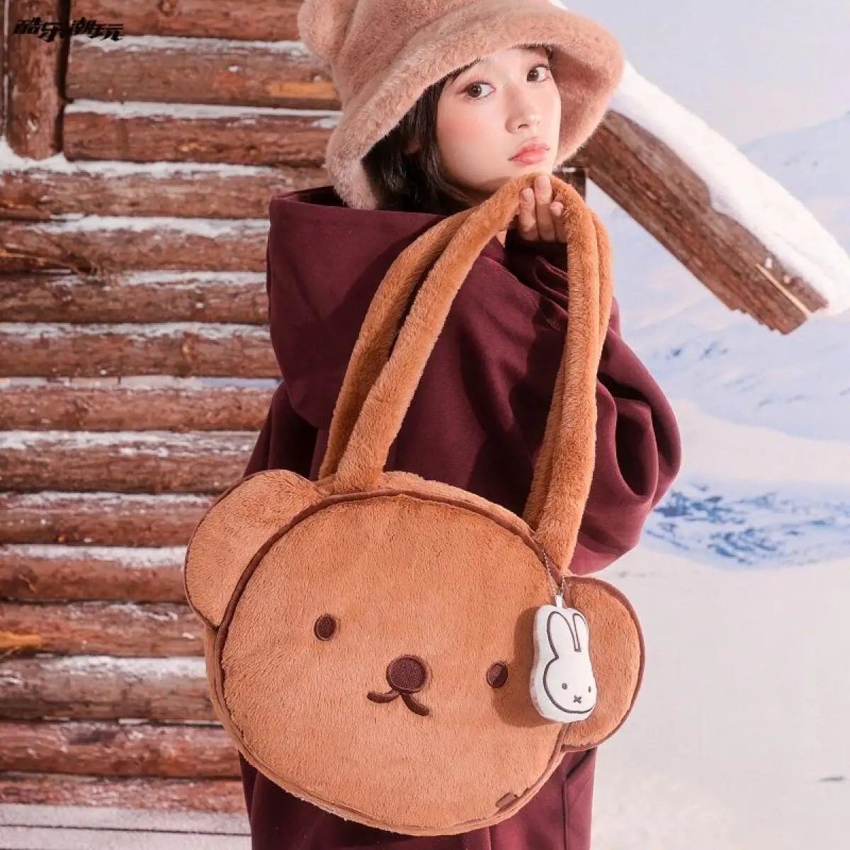 

New Miffy Tote Bag Kawaii Girls' Large Capacity Fashionable Retro Plush Handbag Crossbody Bag Cartoon Boris Shoulder Bag