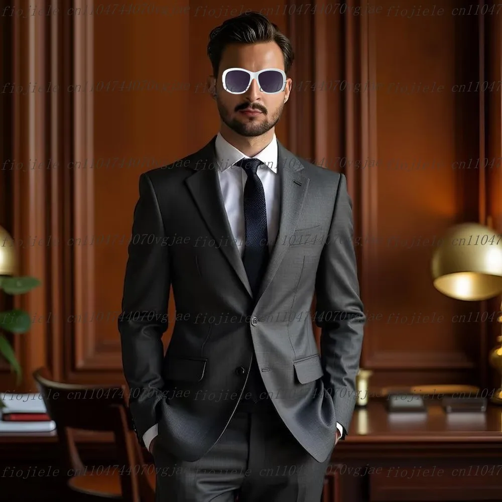 

Темно-серый мужской костюм на заказ для официальных случаев, свадебной вечеринки, жениха, жениха, делового выпускного вечера, мужские смокинги, комплект из 2 предметов, куртка, брюки