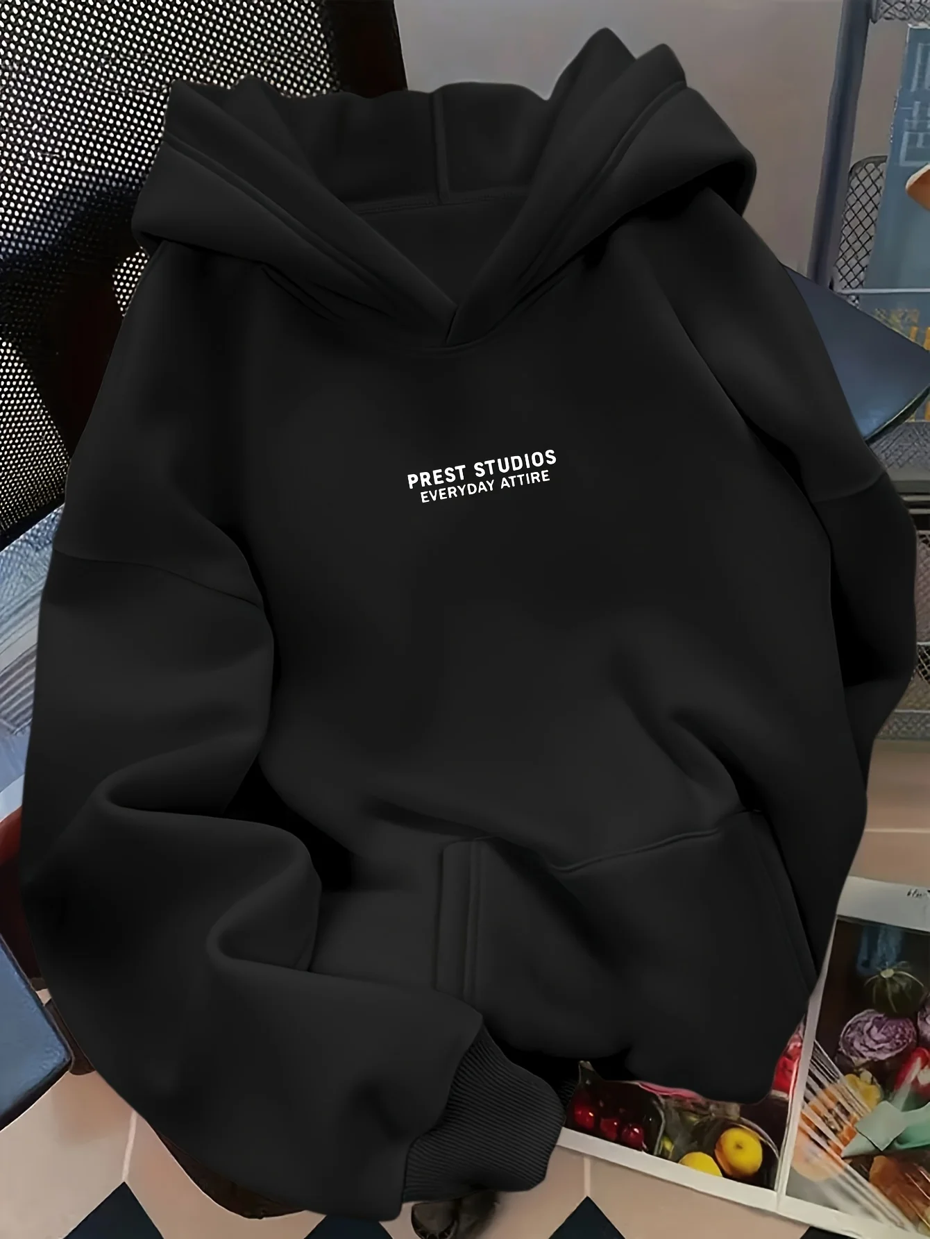 Loose Fit Letter Print Hoodie Men Women Fashion Versatile Pullover Hooded Sweatshirt Autumn Winter New Arrival Daily Casual