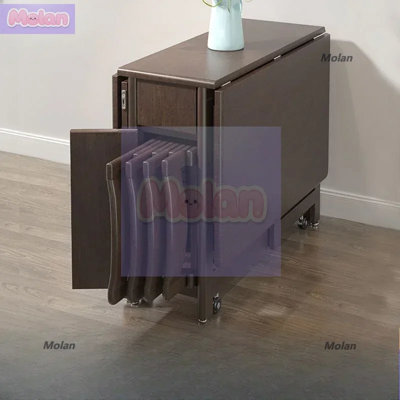 

Складной обеденный стол и стулья из золотого шелка и ореха из цельного дерева, прямоугольный телескопический современный простой бытовой стол для маленькой квартиры