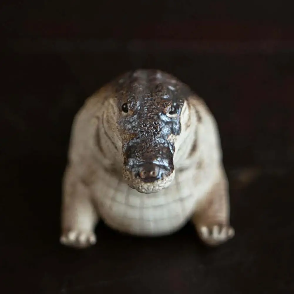 Super Cute Tea Sculpture Beautiful Simulated Decorative PurpleClay Handmade Crocodile Tea Figurine Tea Accessories Gift Ornament - view 3