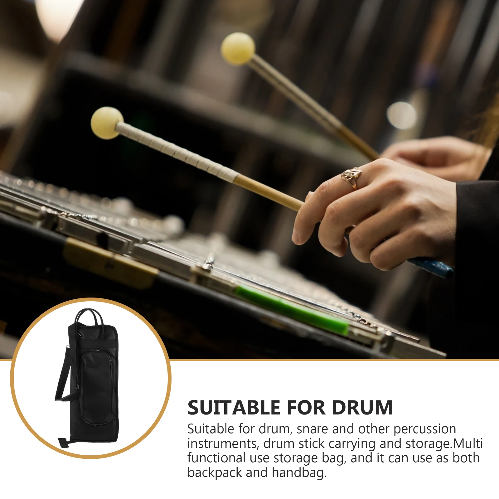 

Drumstick Storage Bag Drumsticks Case Holder Sponge Large Single Bags with Shoulder Strap