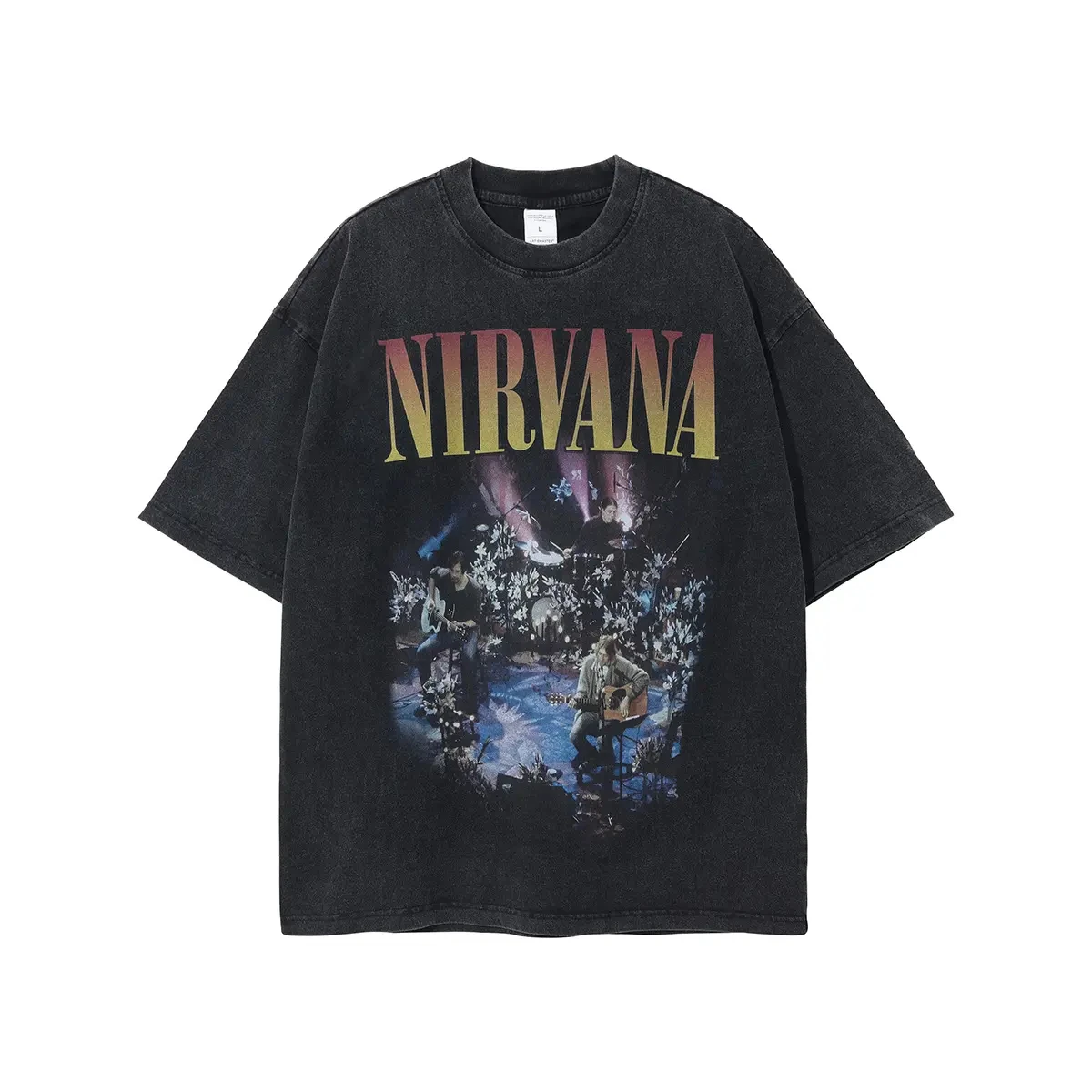 

2025 Retro Washed-out and Aged Hip-hop Rock Band Short-sleeved T-shirts for Men and Women Trend