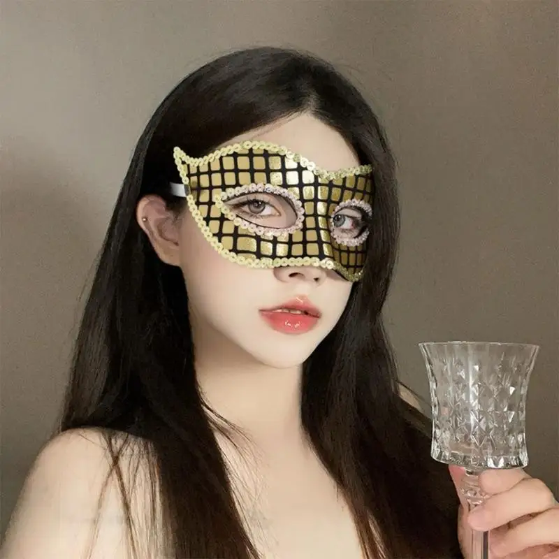 72XE Venetians Party Mask Mardi Gras Mask Sequins Half Face Mask Masquerades Mask